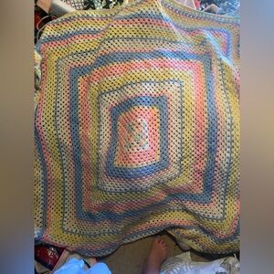 Hand Crocheted Granny Square Throw Blanket or Baby Blanket